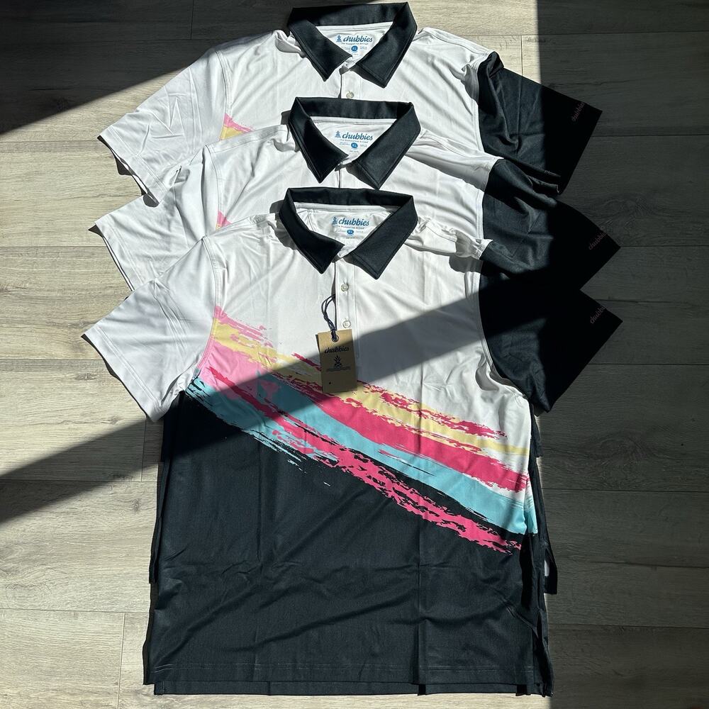 Chubbies (3) Tennis Champ Performance Polo Shirt Bundle Ultra-Stretch XL $285